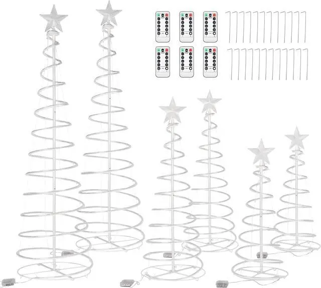 Main image of Yescom Sparkle 6 Pack LED Christmas Spiral Light Kit Battery 3/4/6Ft Pre-Lit LED with Star Topper for Indoor Outdoor