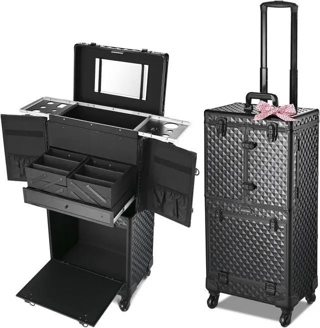 Main image of Byootique Rolling Makeup Case Trolley Cosmetic Organizer Hair Stylist Salon