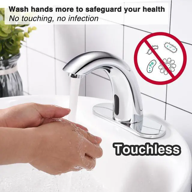 Alt view image 4 of 7 - Aquaterior 5" Touchless Bathroom Faucet with Rectangle Vessel Sink Brush Chrome