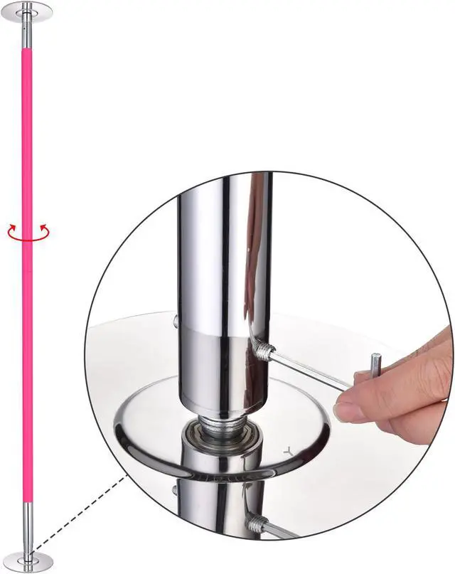 Alt view image 6 of 7 - Yescom 9.25 Ft Professional Stripper Pole 45mm Silicone Spinning Static Dance Pole Kit Dancing Pole, Pink