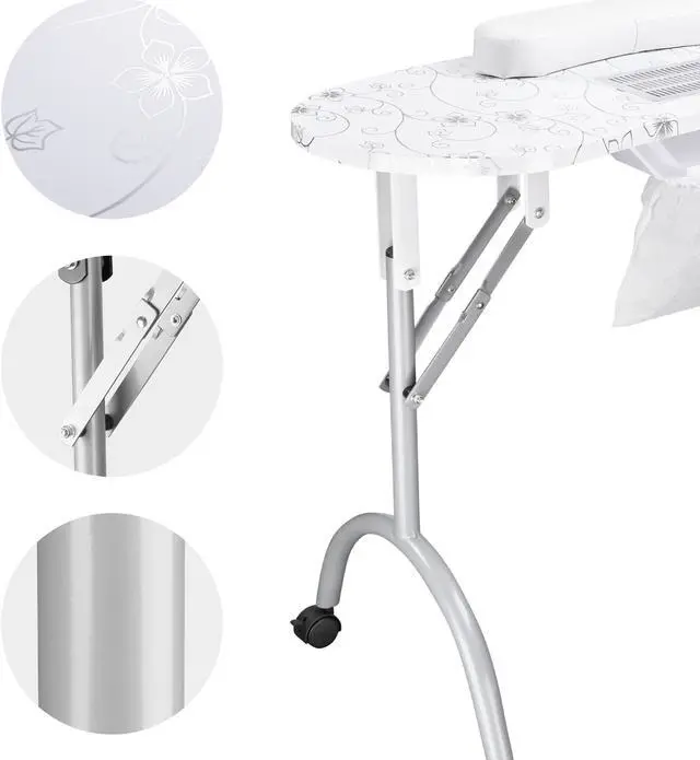 Alt view image 5 of 7 - Byootique Manicure Table Nail Desk & Rolling Makeup Train Case Kit Salon Mermaid