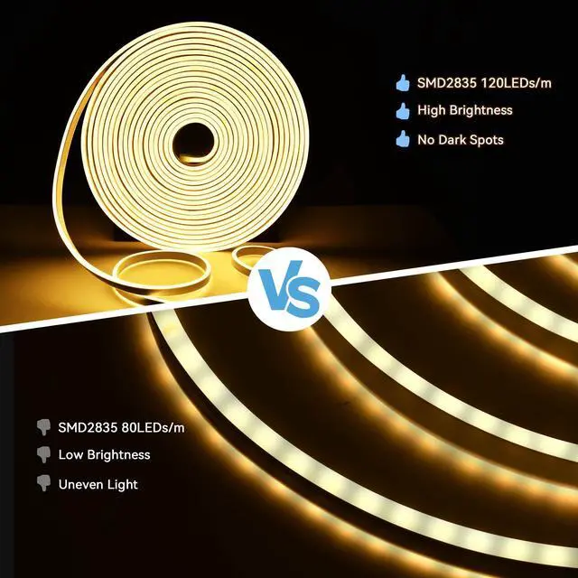 Alt view image 3 of 7 - DELight 150FT Warm White Neon Rope Lights with Remote Control AC 110V IP65 Waterproof Cuttable Dimmable Flexible DIY DEL-D150W