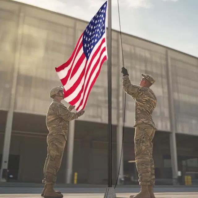 Alt view image 3 of 7 - Yescom Bravery 20 Ft Aluminum Sectional Flagpole with 3x5 Ft US Flag Gold Ball Outdoor