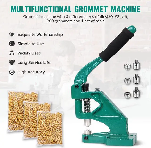Alt view image 2 of 7 - Yescom Grommet Tool Kit 900pcs Eyelets Washers #0/#2/#4 Die Hole Puncher Hand Press Machine for Fabric Crafting
