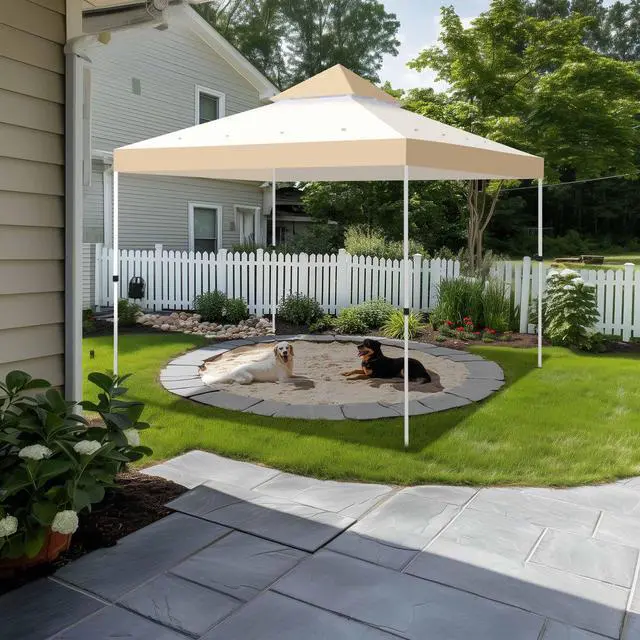 Alt view image 2 of 7 - Yescom 8x8Ft 2-Tier Gazebo Top Replacement UV30+ for 2 Tier Outdoor Patio Canopy Cover Party Backyard Garden Sand+Ivory