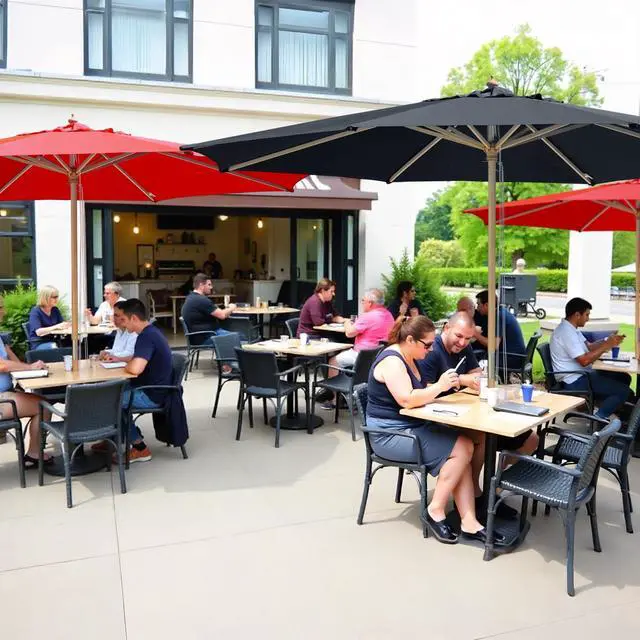 Alt view image 7 of 8 - Yescom 13FT Large Outdoor Patio Umbrella UV30+ Wood 8 Rib Pole for Table Beach Yard Garden Wedding Deck Cafe Pool Red