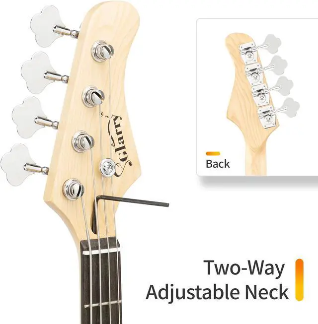 Alt view image 3 of 7 - Electric Bass Guitar Full Size Standard Beginner Kit 4 String Cable Strap Carry Bag Blue