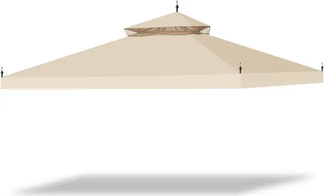 Alt view image 7 of 13 - Yescom 10x10Ft Canopy Cover Top 2Tier PU Water Resistance for Brand_Model Walmart/MS17-31-4-2 Arrow Gazebo Outdoor Beige