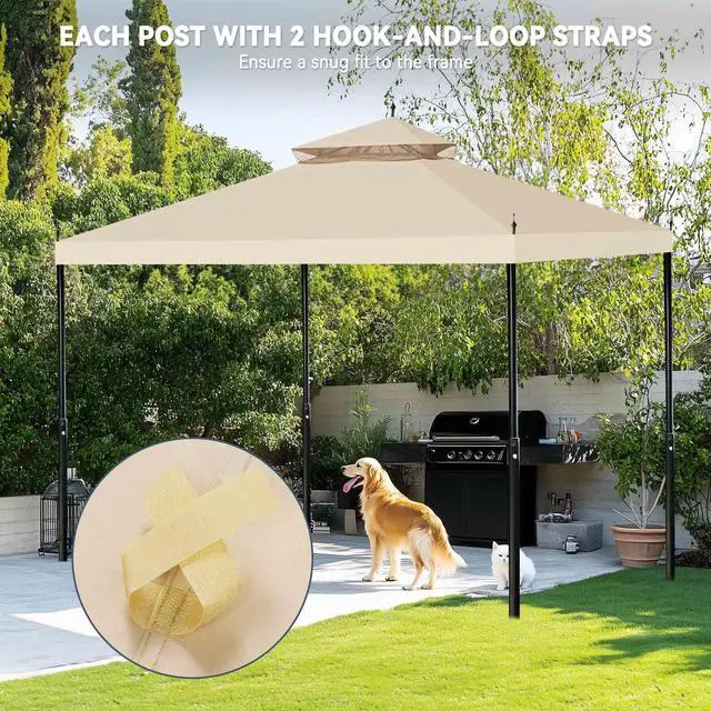 Alt view image 10 of 13 - Yescom 10x10Ft Canopy Cover Top 2Tier PU Water Resistance for Brand_Model Walmart/MS17-31-4-2 Arrow Gazebo Outdoor Beige