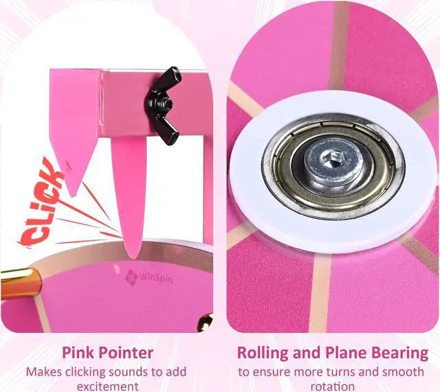 Alt view image 4 of 7 - WinSpin 12" Pink Angel Prize Wheel Tabletop Spinning 8 Slots Party Events Club