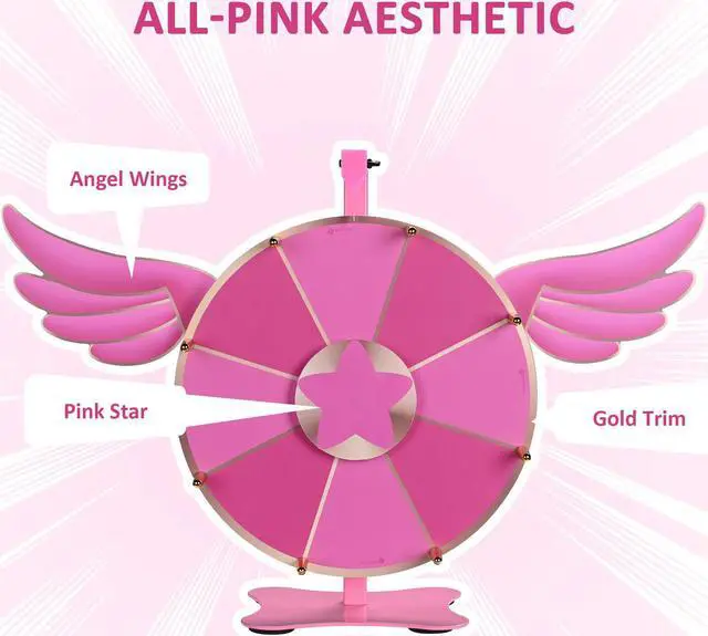 Alt view image 2 of 7 - WinSpin 12" Pink Angel Prize Wheel Tabletop Spinning 8 Slots Party Events Club
