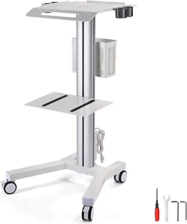 Main image of 2 Tiers Medical Trolley Mobile Medical Cart Rolling Cart Lab Dental Spa Salon