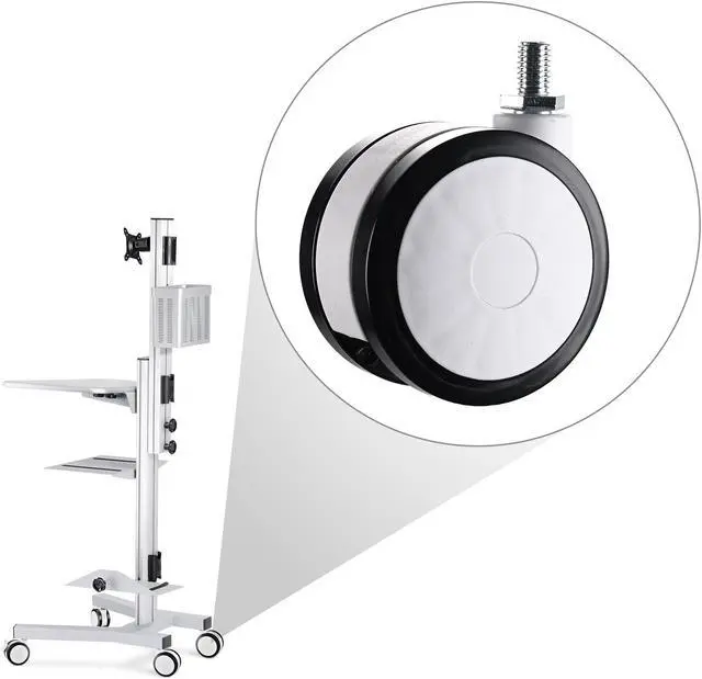 Alt view image 5 of 7 - Yescom 2 Pack Mute Wheel Replacement Swivel Casters for PC Mobile Cart Medical Trolley