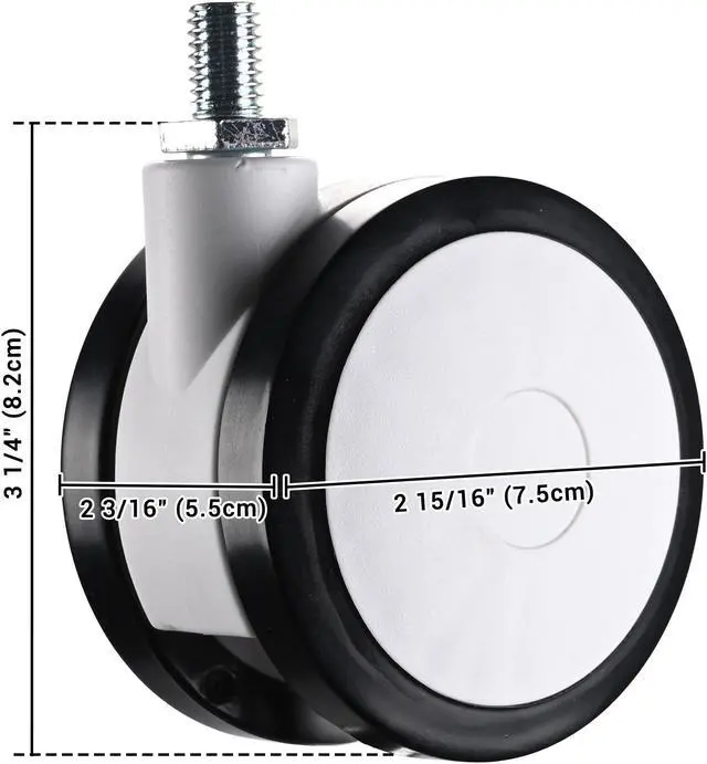 Alt view image 6 of 7 - Yescom 2 Pack Mute Wheel Replacement Swivel Casters for PC Mobile Cart Medical Trolley