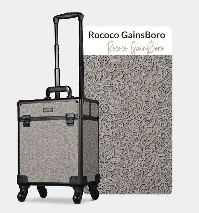 Alt view image 3 of 7 - Byootique Rolling Makeup Train Case Cosmetic Trolley Organizer Rococo GainsBoro