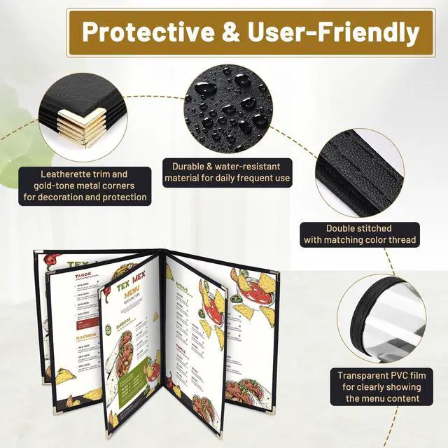 Alt view image 2 of 7 - WeChef 10 Pack Restaurant Menu Covers 8.5" x 11" Book Style 8 Views Clear Cafe
