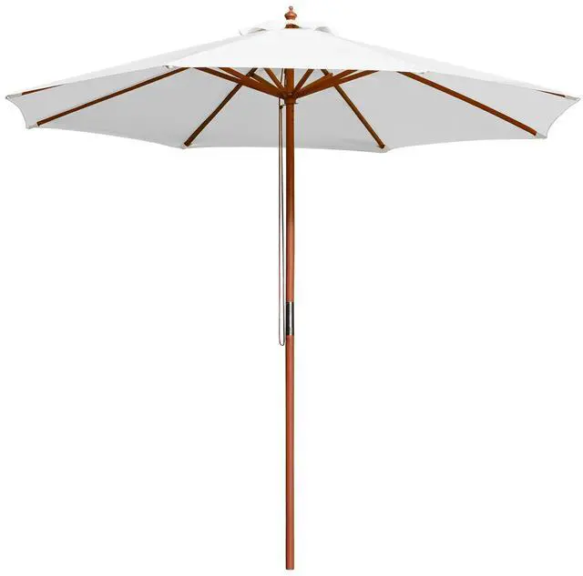 Main image of Yescom 9FT Wooden Patio Umbrella UV30+ for Beach Pool Wedding Party Table Market Garden Yard Hotel Deck Cafe White