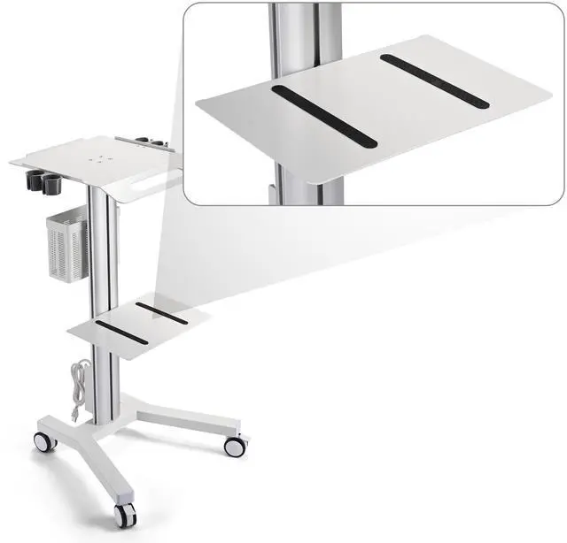 Alt view image 2 of 7 - Yescom Printer Shelf Accessory for PC Mobile Cart Medical Trolley Cart Office Silver