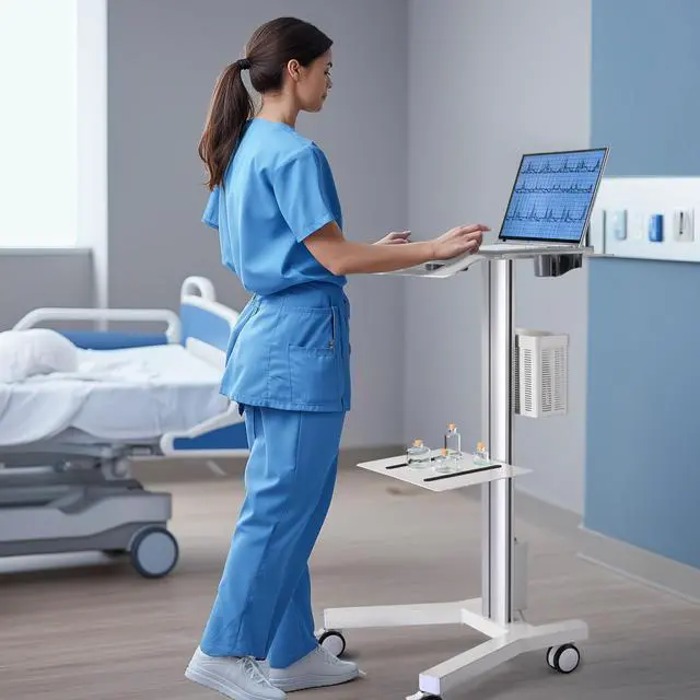 Alt view image 7 of 7 - Yescom Printer Shelf Accessory for PC Mobile Cart Medical Trolley Cart Office Silver