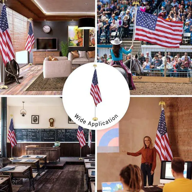 Alt view image 3 of 7 - Yescom 2 Pack 8 Ft Sectional Indoor Flag Pole Set Base Eagle Aluminum 3x5Ft  US Flag