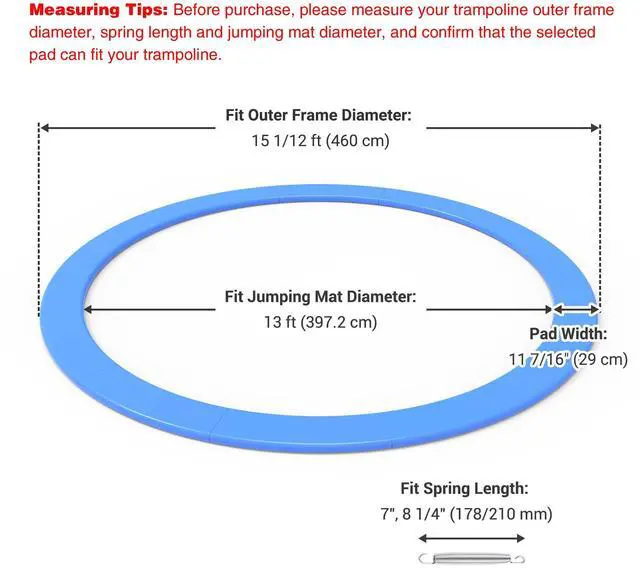 Alt view image 2 of 7 - Yescom 15FT Universal Trampoline Spring Cover Replacement Safety Pad Accessories UV-Resistant PVC EPE Foam Protection Blue