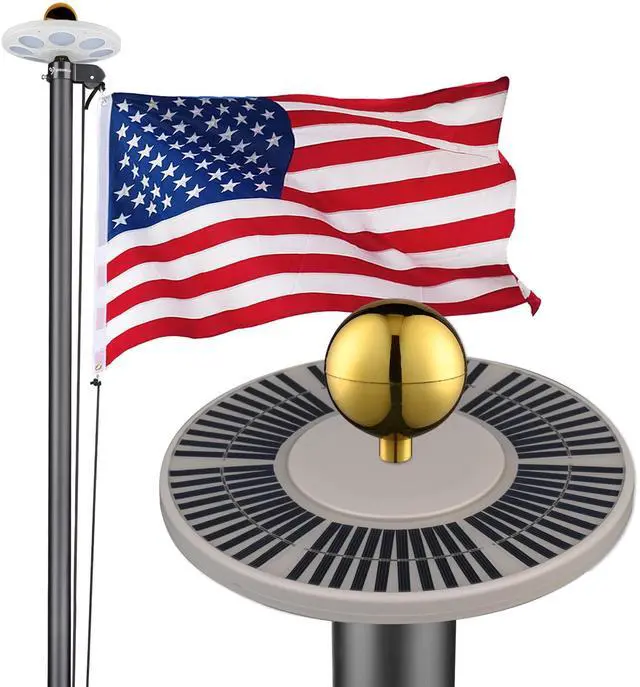 Main image of Yescom EZ GO 20ft Eagle Topper Telescopic Flag Pole Kit Upgraded Rotating Lock Outside 3x5' US Flag Ball Final Silver