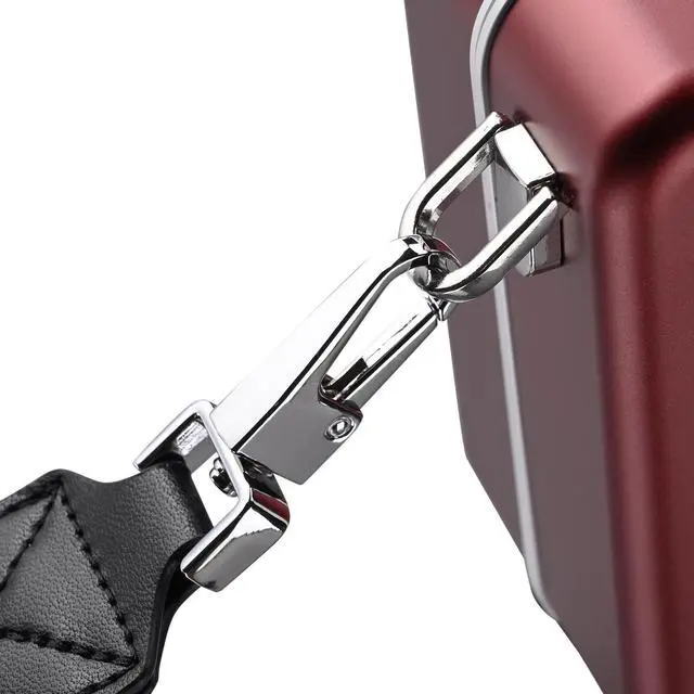 Alt view image 5 of 7 - Byootique Mini Suitcase Crossbody Bag Portable Hard Shell Aluminum Cosmetic Makeup Case with Adjustable Strap Travel Handbag for Makeup Artist,Red