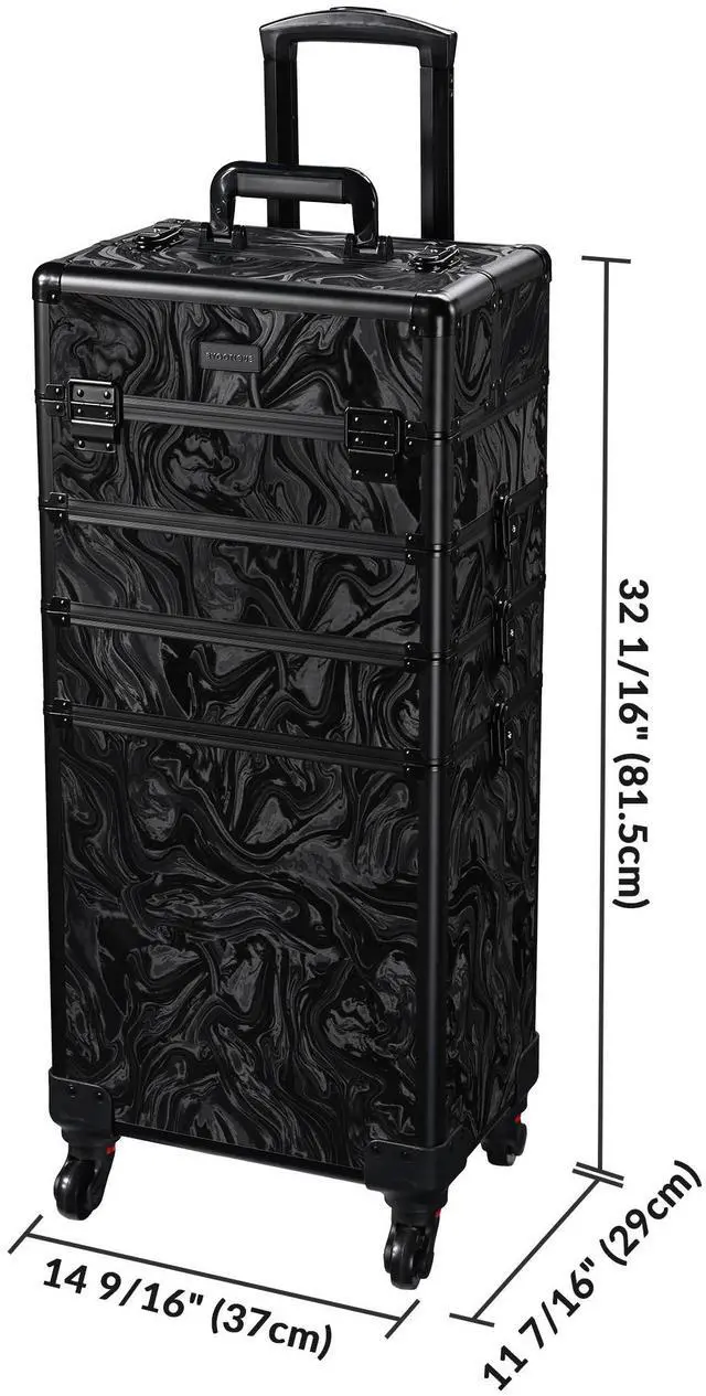 Alt view image 4 of 6 - Byootique Rolling Makeup Train Case with Portable Cube Case Cosmetic Organizer