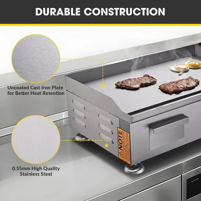 Alt view image 5 of 7 - WeChef 3000W 22" Electric Griddle Countertop Commercial Flat Top Hot Plate Restaurant BBQ Grill