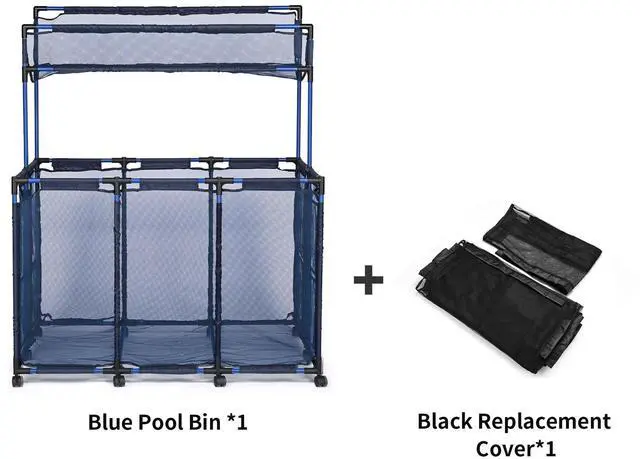 Alt view image 2 of 7 - Yescom Mesh Pool Storage Bin Cart Rolling Toys Bin Storage 214 Gallon Organizer Extra Large 6 Wheels with Black Cover Replacement