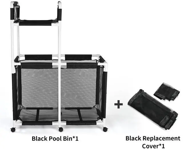 Alt view image 2 of 7 - Yescom Mesh Pool Storage Bin Rolling Toys Floats Cart Extra Large PVC Framed 6 Wheels with Black Cover Replacement