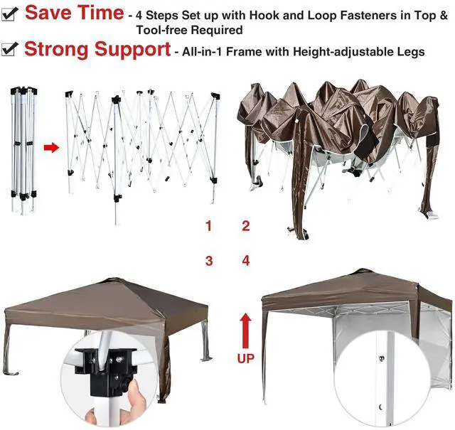 Alt view image 6 of 7 - InstaHibit 10x10 Ft Pop Up Canopy with Sidewall & Bag Party Tent Outdoor Event