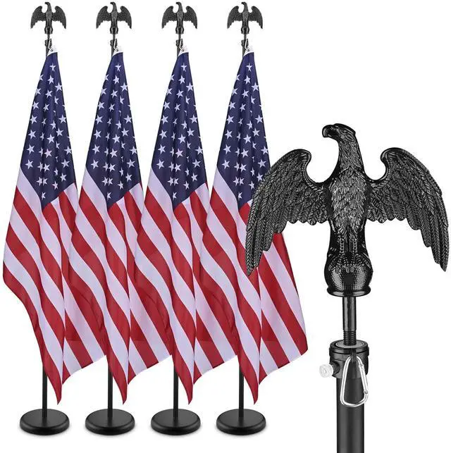 Main image of Yescom 4 Pack 6 Ft Sectional Indoor Flag Pole Kit Aluminum US Flag Eagle Finial