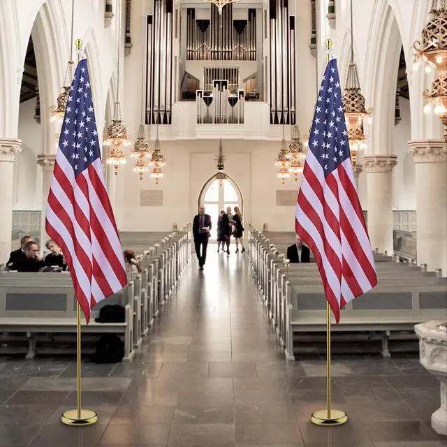 Alt view image 2 of 7 - Yescom 4 Pack 8 Ft Aluminum Indoor Flagpole Kit Gold Ball 3x5 Ft US Flag Office