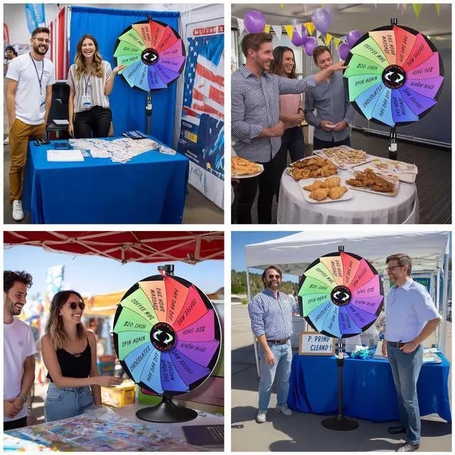 Alt view image 7 of 7 - WinSpin 36" Dual Use Prize Wheel Tabletop or Floor Stand Fortune Spinning Wheel for Tradeshow Carnival Game Wheel, Pinwheel Series