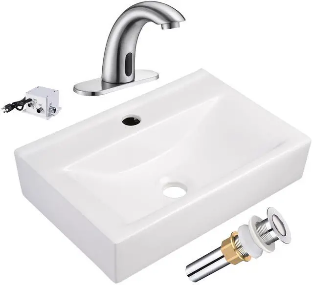 Main image of Aquaterior 5" Touchless Bathroom Faucet with Rectangle Vessel Sink Auto Sensor
