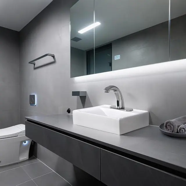 Alt view image 2 of 7 - Aquaterior 5" Touchless Bathroom Faucet with Rectangle Vessel Sink Auto Sensor