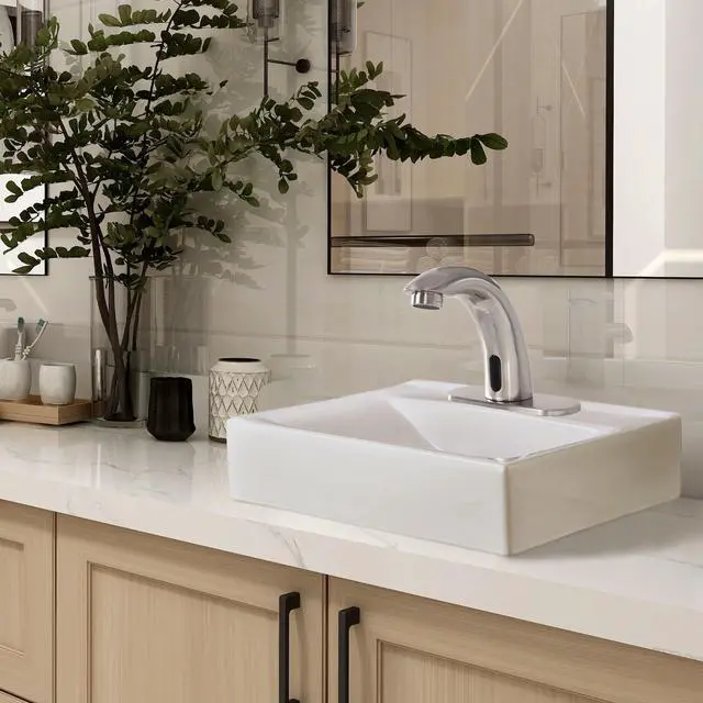 Alt view image 3 of 7 - Aquaterior 5" Touchless Bathroom Faucet with Rectangle Vessel Sink Auto Sensor