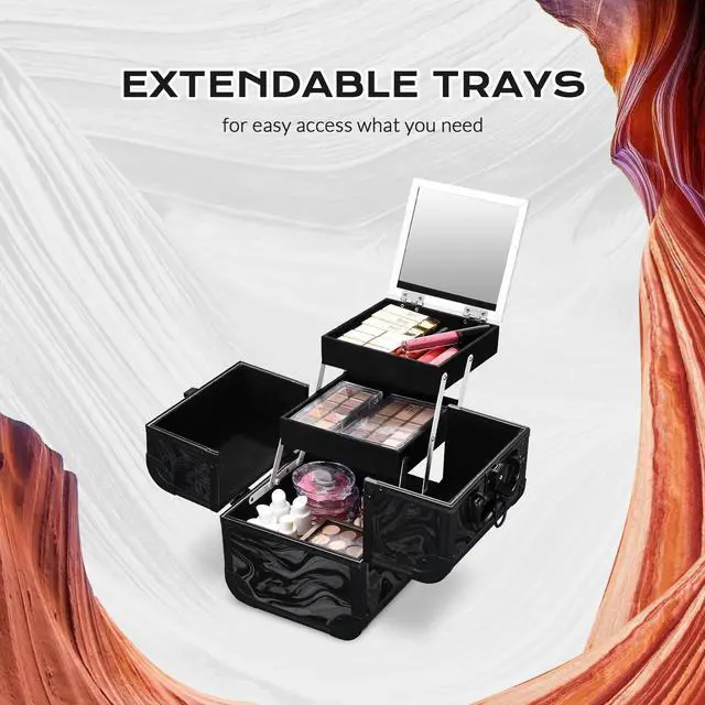 Alt view image 5 of 6 - Byootique Rolling Makeup Train Case with Portable Cube Case Cosmetic Organizer