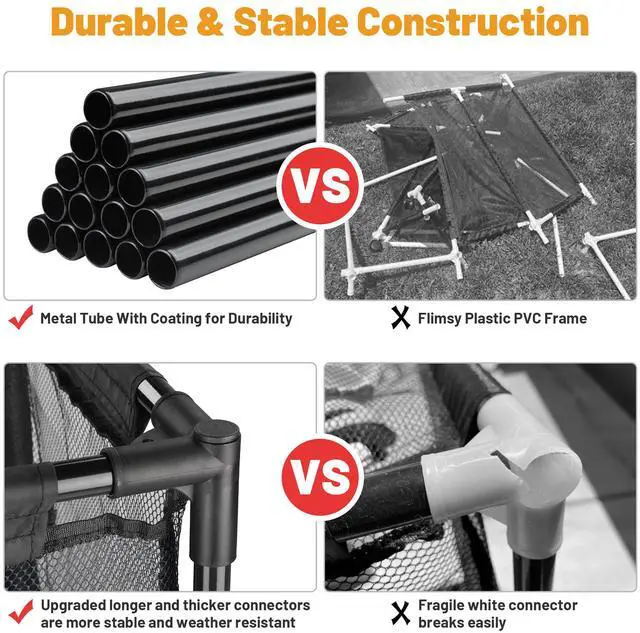 Alt view image 3 of 7 - Yescom 2 Pack Pool Toy Storage Bin Mesh Basket Organizer with Wheels Metal Frame