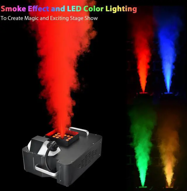 Alt view image 3 of 7 - Yescom Vertical Smoke Fog Machine With Lights LED 1500W Floor Fogger DJ Equipment for Parties Stage Show Weddings Disco