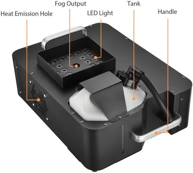 Alt view image 5 of 7 - Yescom Vertical Smoke Fog Machine With Lights LED 1500W Floor Fogger DJ Equipment for Parties Stage Show Weddings Disco