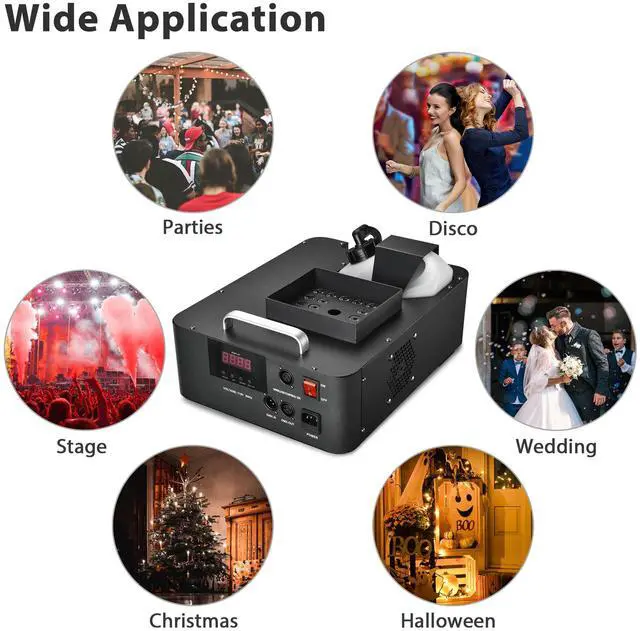Alt view image 4 of 7 - Yescom Vertical Smoke Fog Machine With Lights LED 1500W Floor Fogger DJ Equipment for Parties Stage Show Weddings Disco