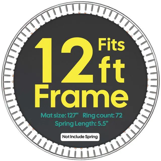 Alt view image 5 of 7 - Yescom Trampoline Replacement Mat W/72V-Ring For 12ft Trampoline Frame 5" Spring, UV Resistant 8 Row Stitch Jumping Mat