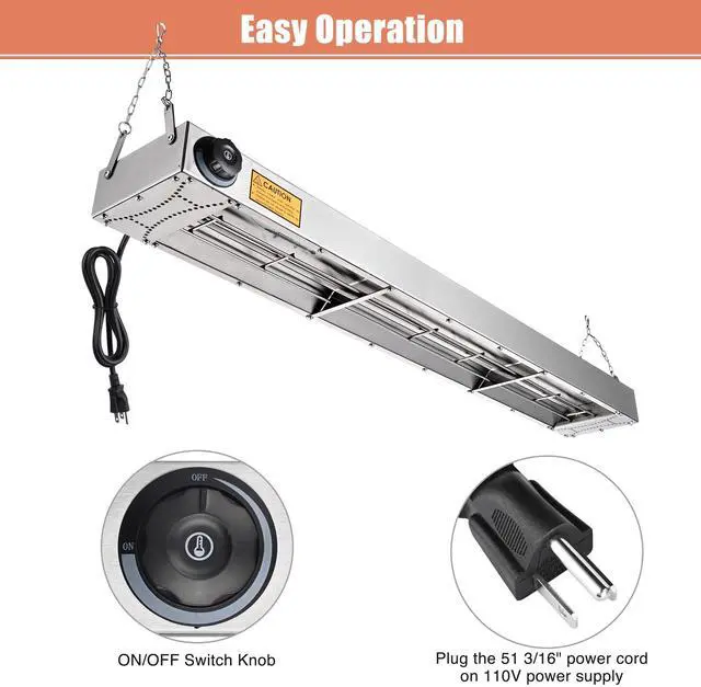 Alt view image 5 of 7 - WeChef 43" Commercial Food Warmer 1100W Electric Strip Heater Stainless Steel Heating Lamp for Restaurant