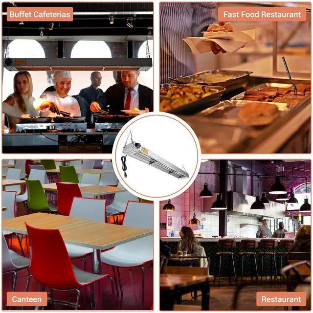 Alt view image 6 of 7 - WeChef 43" Commercial Food Warmer 1100W Electric Strip Heater Stainless Steel Heating Lamp for Restaurant