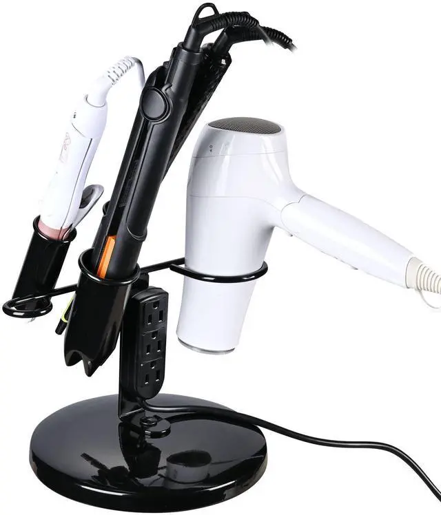 Alt view image 5 of 6 - Byootique 2Pcs Tabletop Blow Dryer Hair Iron Holder Hair Tool Salon Appliance Stand w/ 3 Outlets
