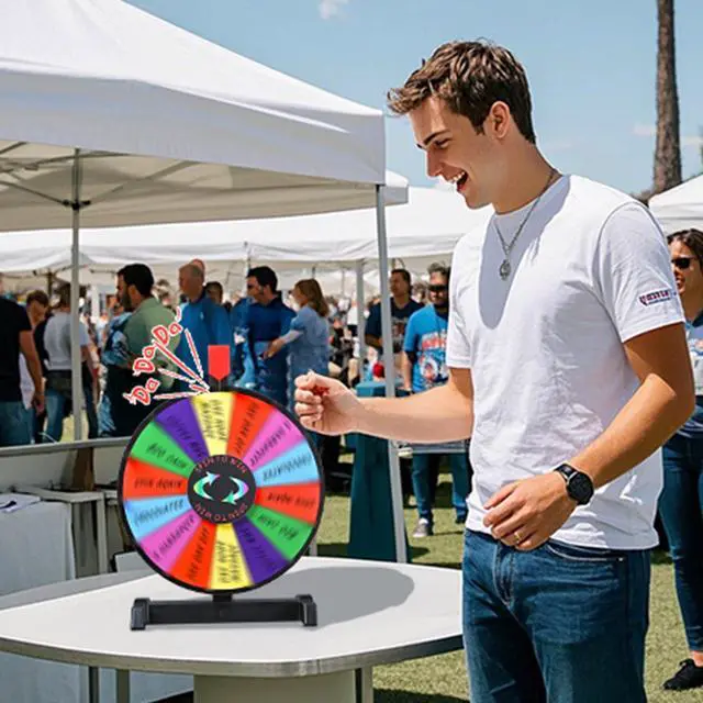 Alt view image 7 of 7 - WinSpin 12" Editable Color Prize Wheel Tabletop 14 Slots Tradeshow Events
