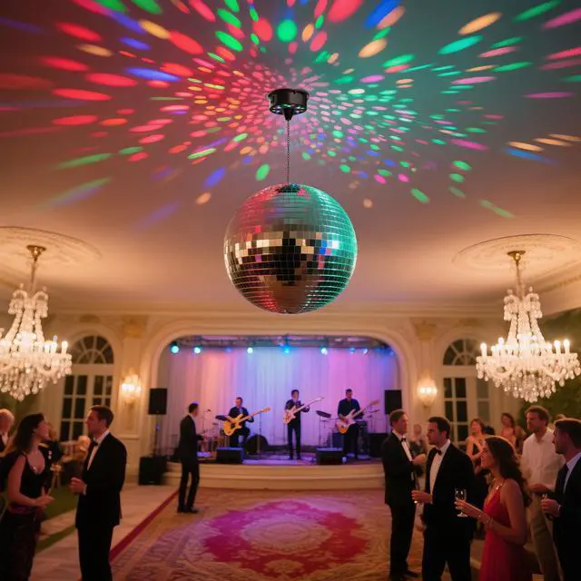 Alt view image 3 of 6 - Yescom 16" Large Disco Ball with Motor Rotating 6RPM 18 RGBW LED Lights for 70s 80s Party Wedding Event Holiday Decor