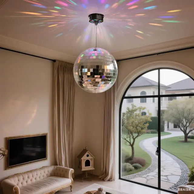 Alt view image 4 of 6 - Yescom 16" Large Disco Ball with Motor Rotating 6RPM 18 RGBW LED Lights for 70s 80s Party Wedding Event Holiday Decor